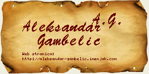 Aleksandar Gambelić vizit kartica